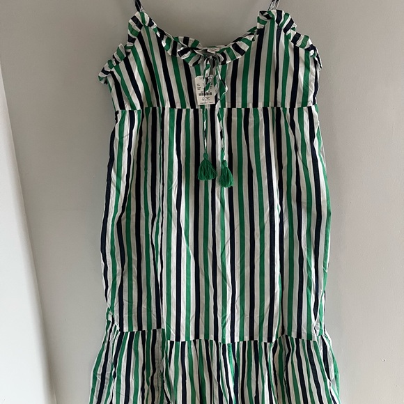 J. Crew Green and Blue Ruched Ruffled Sundress - Picture 2 of 5